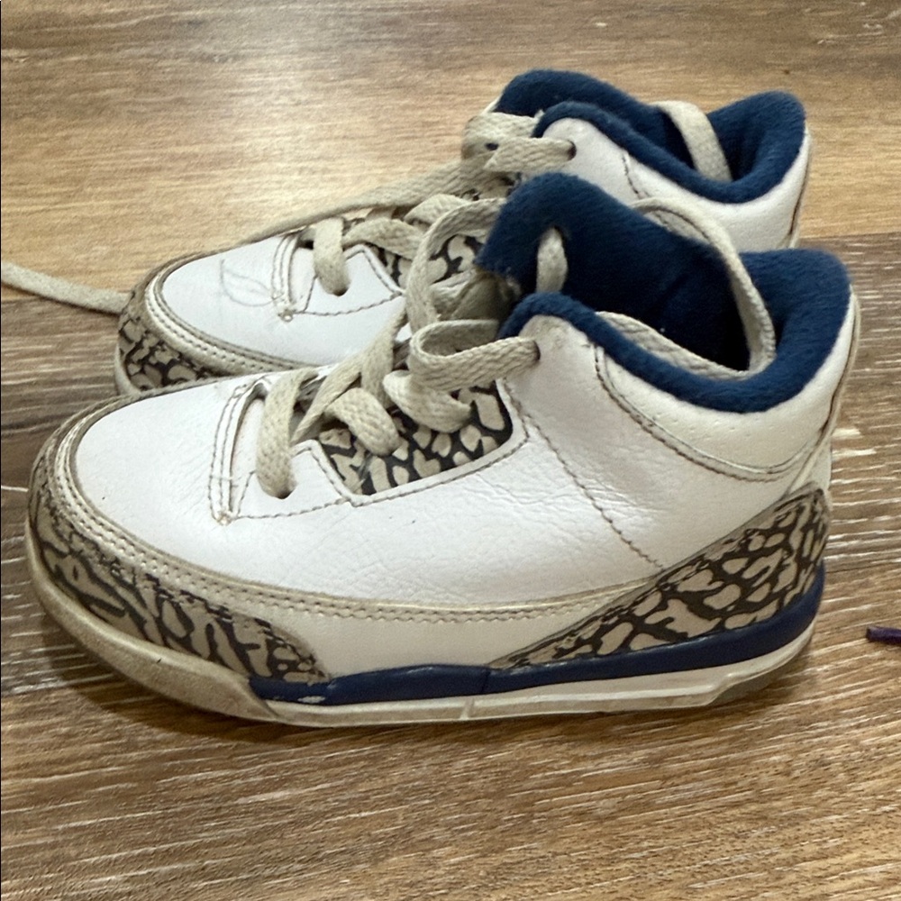 Jordan Kids White and Navy Sneakers